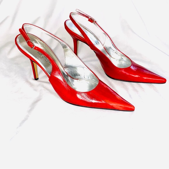 Dolce & Gabbana Red Eel Leather Slingback’s Heels - Picture 4 of 10